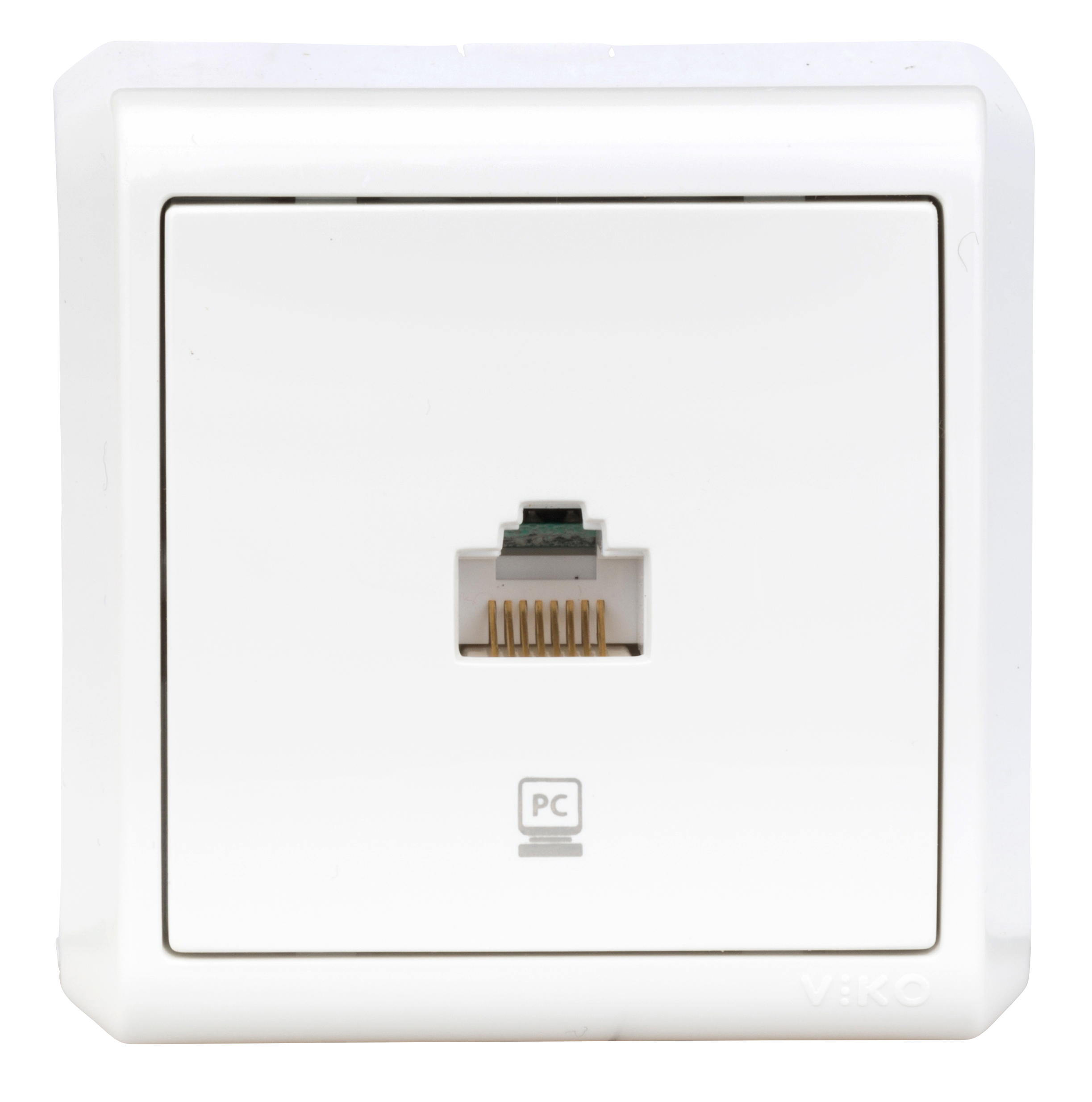 Nástěnná zásuvka 1x RJ45 kategorie 5e, IP20, bílá