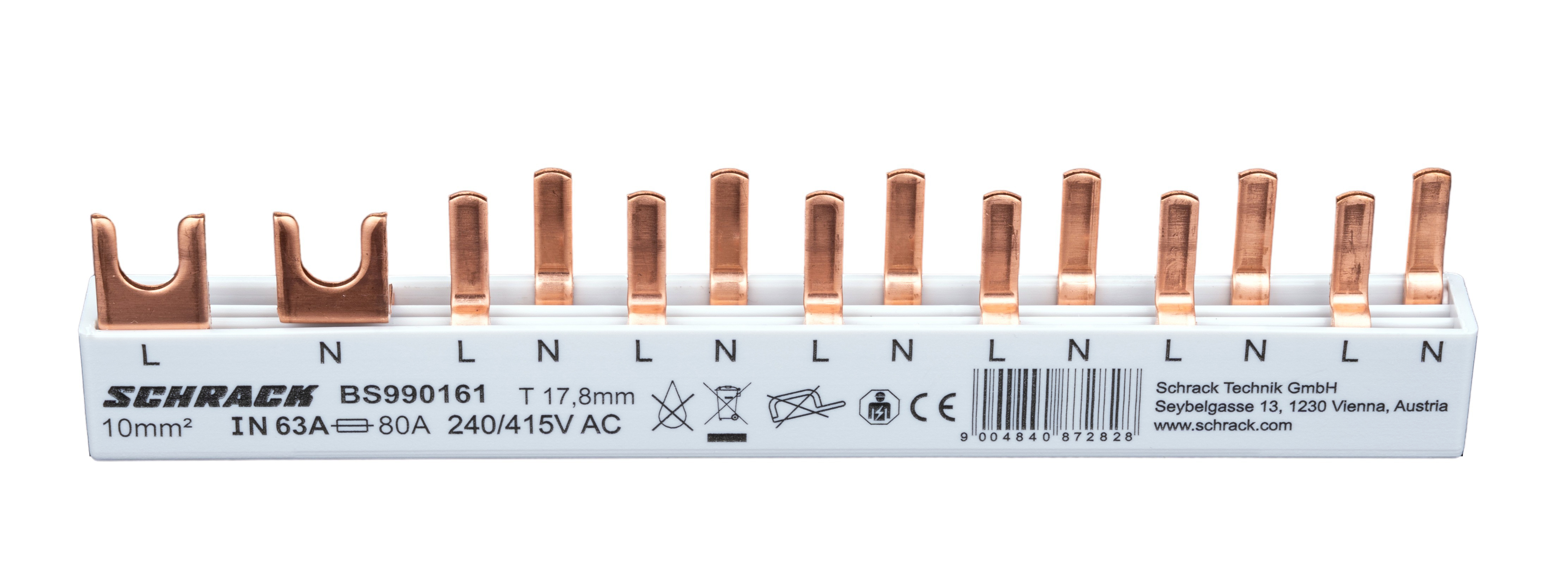 Propojovací lišta 1xFI 2pól, 6xSI 1+N/1TE, 8TE