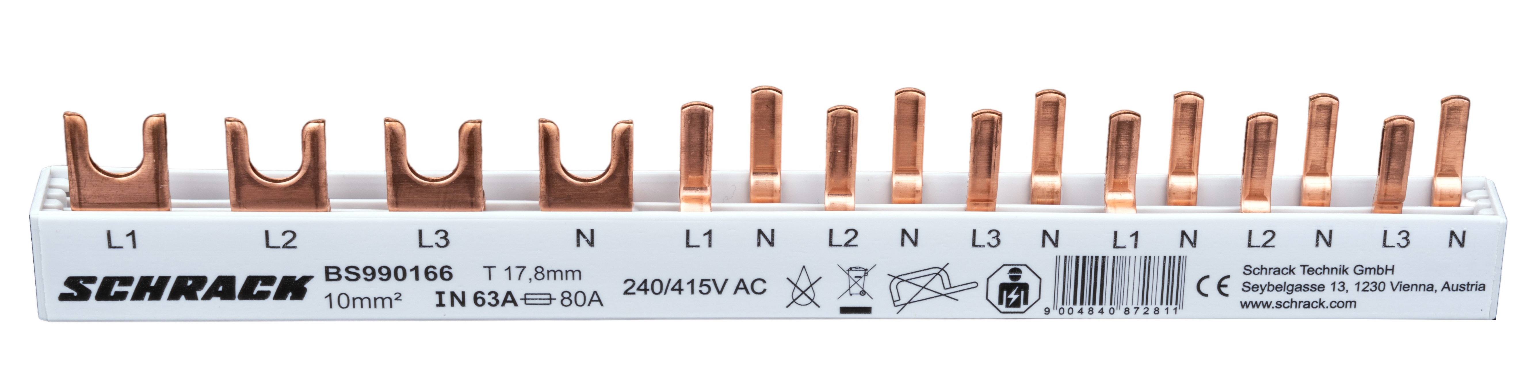 Propojovací lišta 1xFI 4pól, 6xSI 1+N/1TE, 10TE