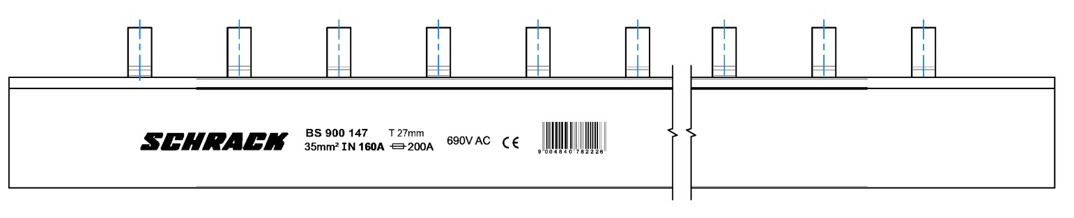 Propojovací lišta ARROW S-jazýčková,35mm²,TE=27mm,3pólová,1m