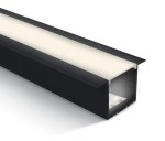 Aluminium recessed profile 7910R/B + PC opal cover, 2m black