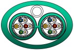 Kabel S/FTP Cat.7 1200MHz 2xAWG23 trubička LS0H-3 B2ca aqua