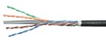 Kabel U/UTP Cat.6 300MHz AWG23 PE venkovní plášť černý 305m