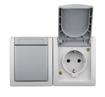 Kombinace přepínače č.6 a zásuvky SCHUKO, horizontální, IP54