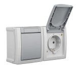 Kombinace přepínače č.6 a zásuvky SCHUKO, horizontální, IP54