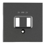 Kryt USB zásuvky dvojité, antracit
