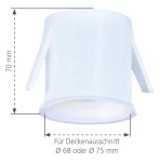 Ochranný kryt Ø 68 mm pro požární ochranu v dutých stropech.