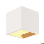 PLASTRA CUBE wall light, square, white plaster, G9, max. 42W