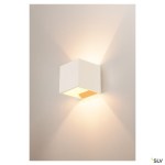 PLASTRA CUBE wall light, square, white plaster, G9, max. 42W