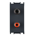Zásuvka audio, 1M, 2x RCA, matná černá