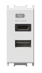 Zásuvka USB A + C nabíjecí dvojitá, 5V 3A, 1M, bílá