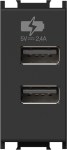 Zásuvka USB nabíjecí dvojitá, 5V 2,4A, 1M, matná černá