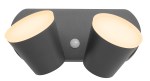Zeta LED Round Double PIR 20W 1300lm 3000K IP54 antracit