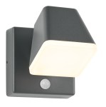 Zeta LED Square Single PIR 12,5W 800lm 3000K IP54 antracit