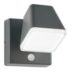 Zeta LED Square Single PIR 12,5W 800lm 3000K IP54 antracit