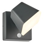 Zeta LED Square Single PIR 12,5W 800lm 3000K IP54 antracit